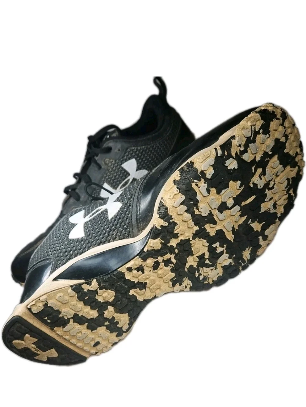 Under Armour Men Sz13 Black/White Rubber Turf Trainer Athletic Traction Y2K[6E